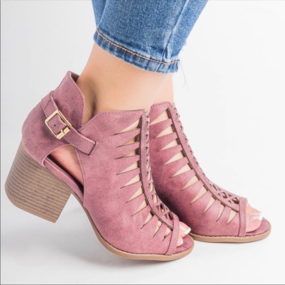 ONE PAIR LEFT!! Rose Peep Toe Booties - Picture 2 of 4